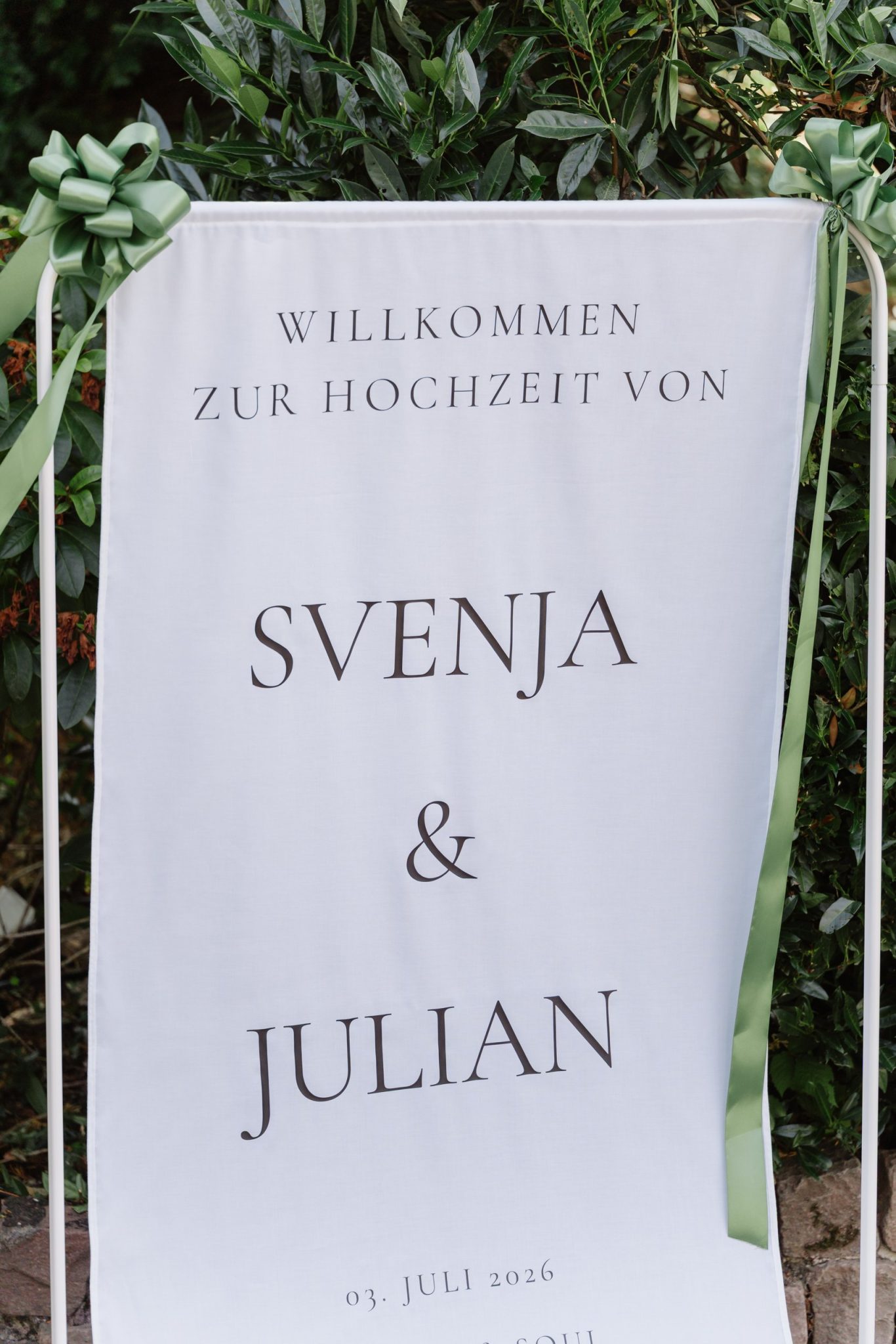 Willkommensschild zur Hochzeit von Svenja und Julian im Kitchen & Soul in Baden-Baden