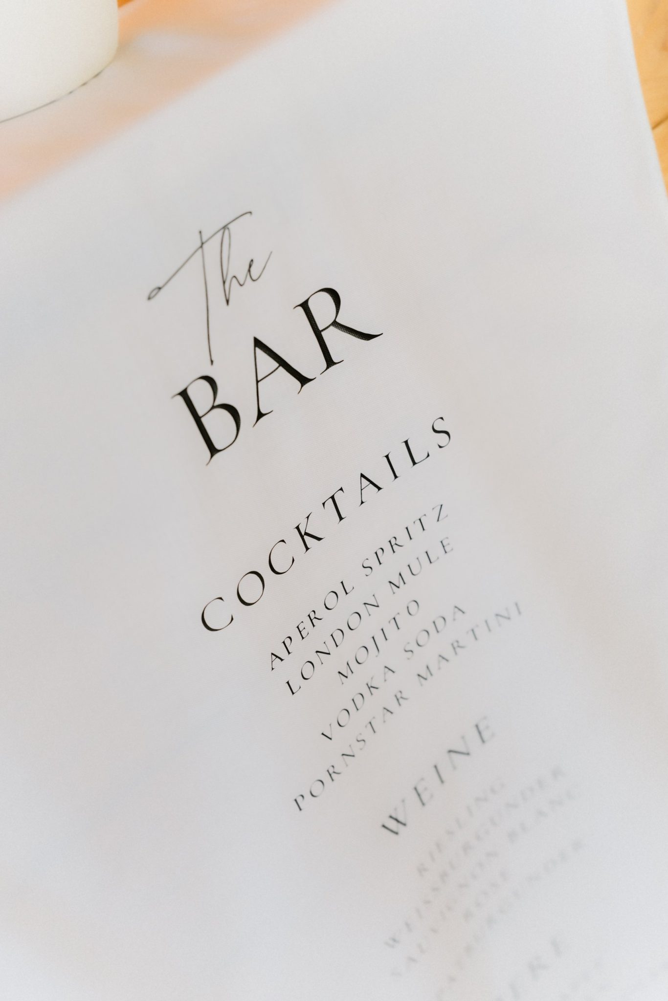 Handgeschriebene Cocktailkarte der Bar im Kitchen & Soul